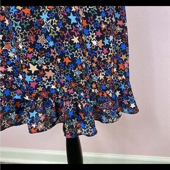 J. Crew Kaleidoscope Stars One Shoulder Dress Blue Multi Bow Ruffle - Picture 5 of 9